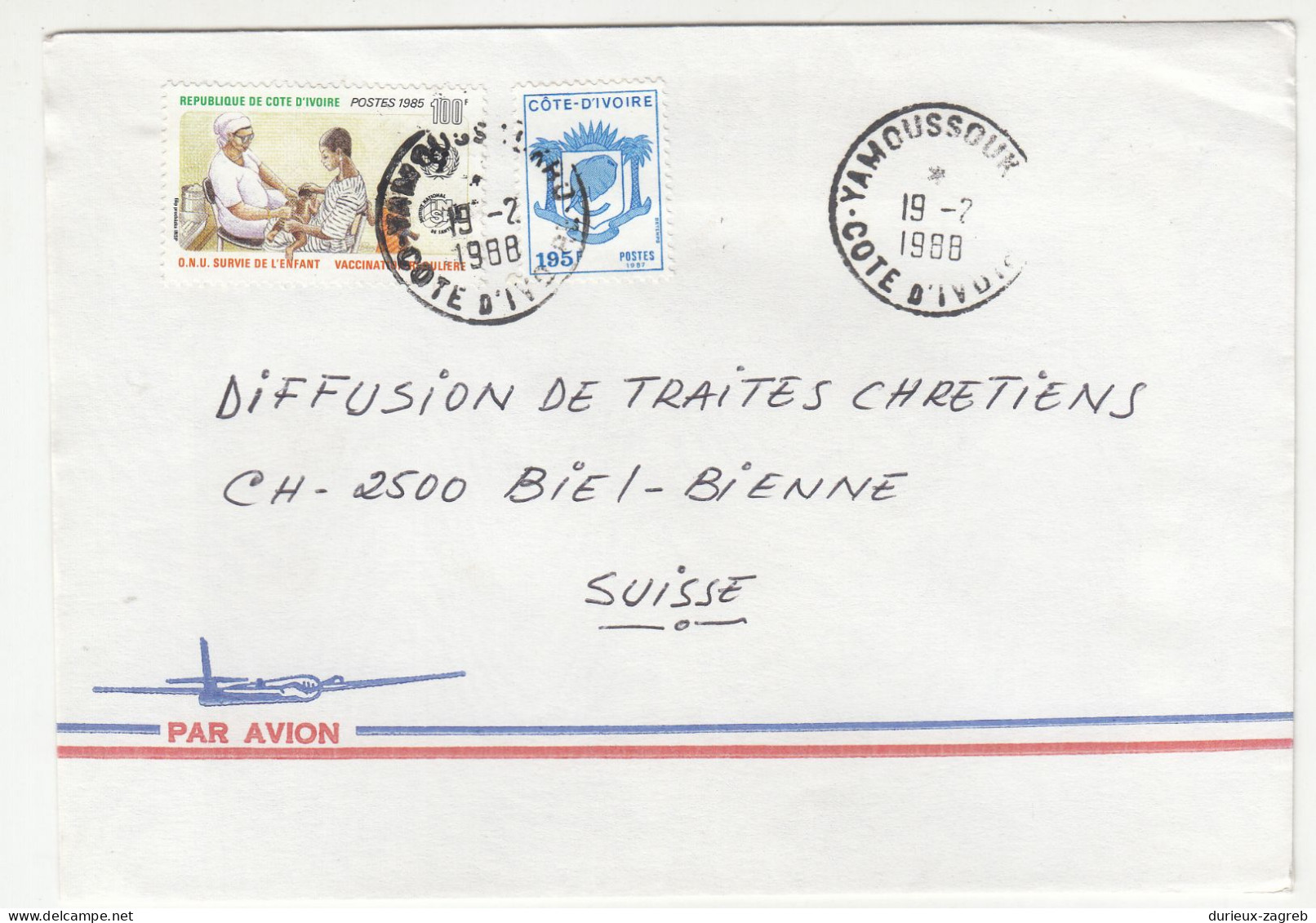 Cote d'Ivoire 12 letter covers posted 1979-1988 to Switzerland b240510