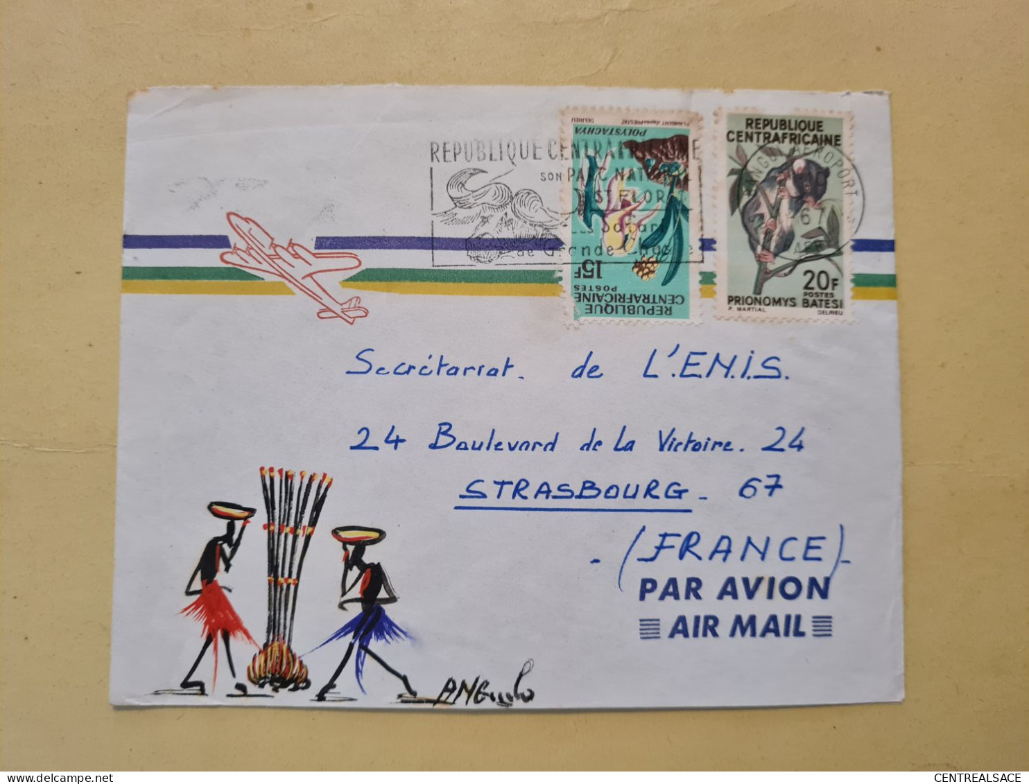 Lettre 1967 REPUBLIQUE CENTRAFRICAINE FLAMME BANGUI AEROPORT - Centrafricaine (République)