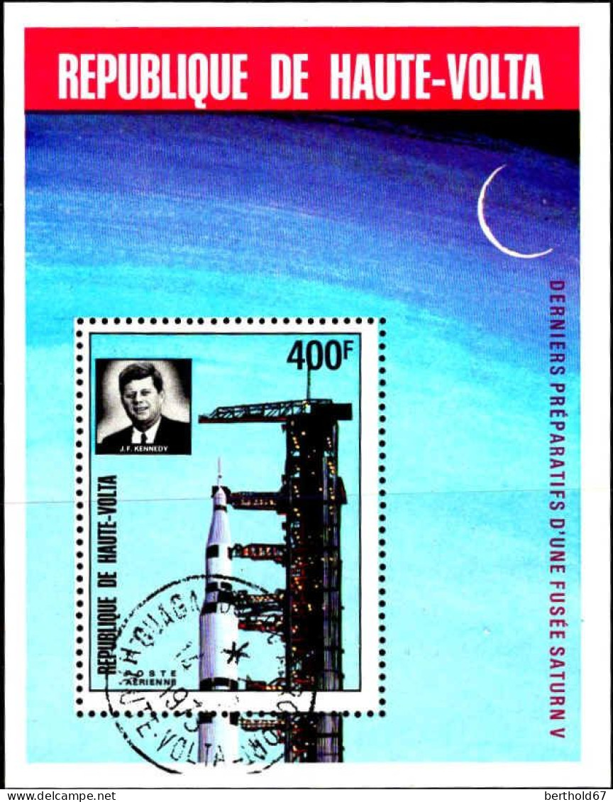 Burkina Hte-Volta Bloc Obl Yv:  5L Mi:16 Saturne V JF Kennedy (TB Cachet à Date) - Haute-Volta (1958-1984)