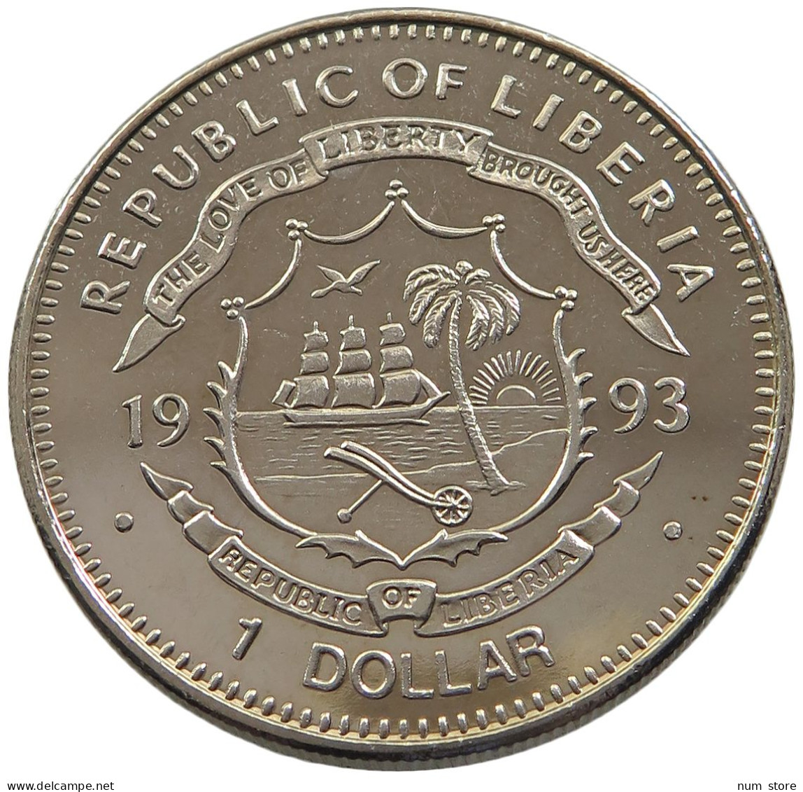 LIBERIA DOLLAR 1993 ATCHAEOPTERYX UNC #sm14 0927 - Liberia