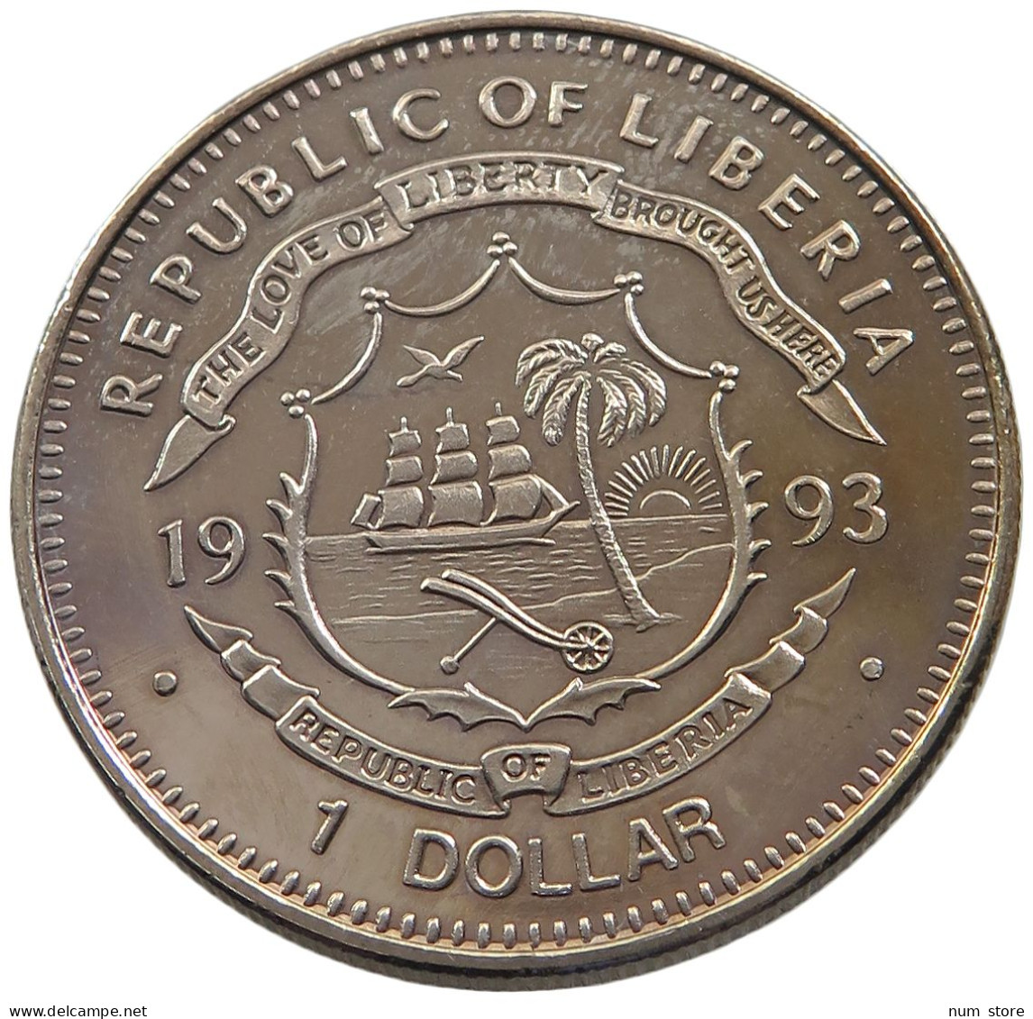 LIBERIA DOLLAR 1993 ATCHAEOPTERYX UNC #sm14 0929 - Liberia