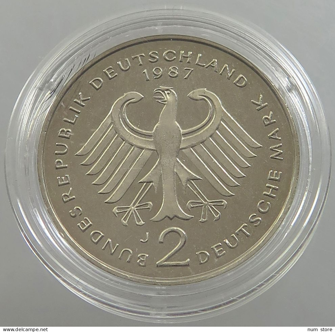 GERMANY BRD 2 MARK 1987 J ADENAUER PROOF #sm14 0275 - 2 Mark