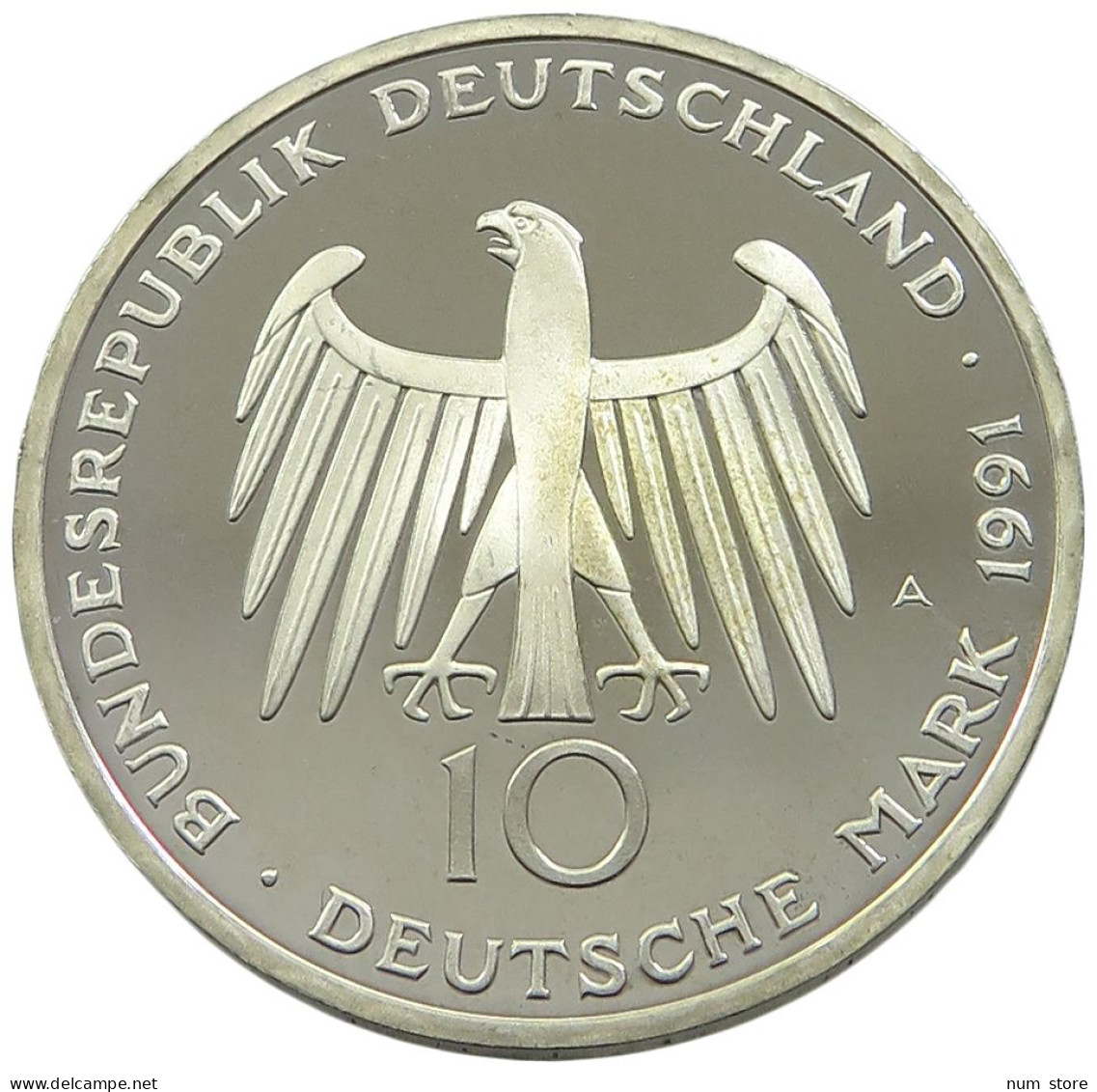 GERMANY BRD 10 MARK 1991 A PROOF #sm14 0963 - 10 Mark