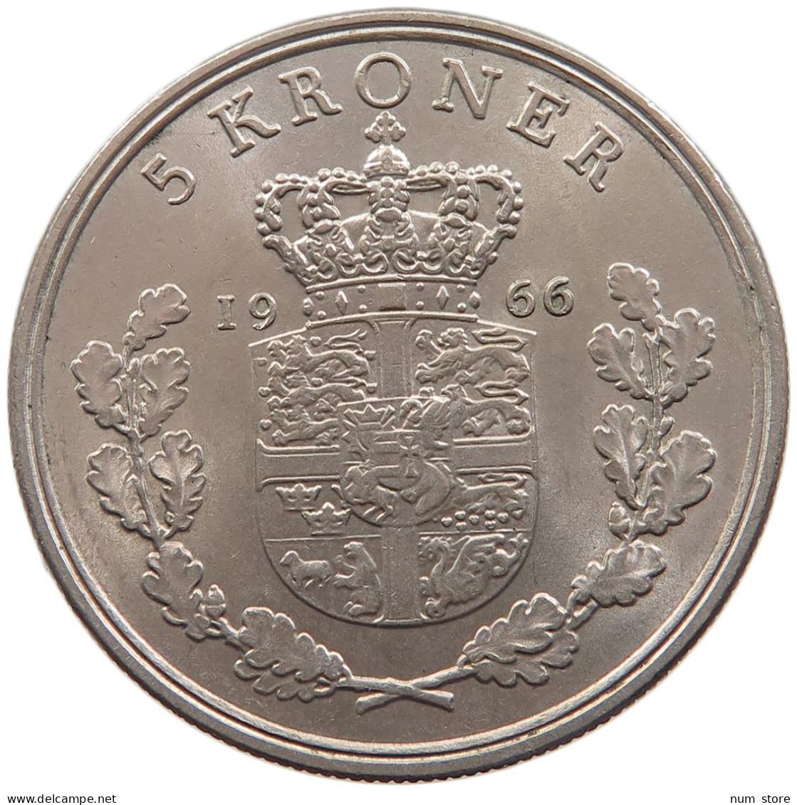 DENMARK 5 KRONER 1966 #s105 0015 - Denmark