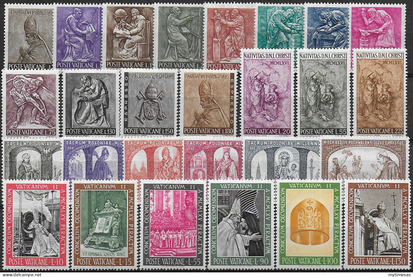 1966 Vaticano Complete Year 27v. MNH - Sonstige & Ohne Zuordnung