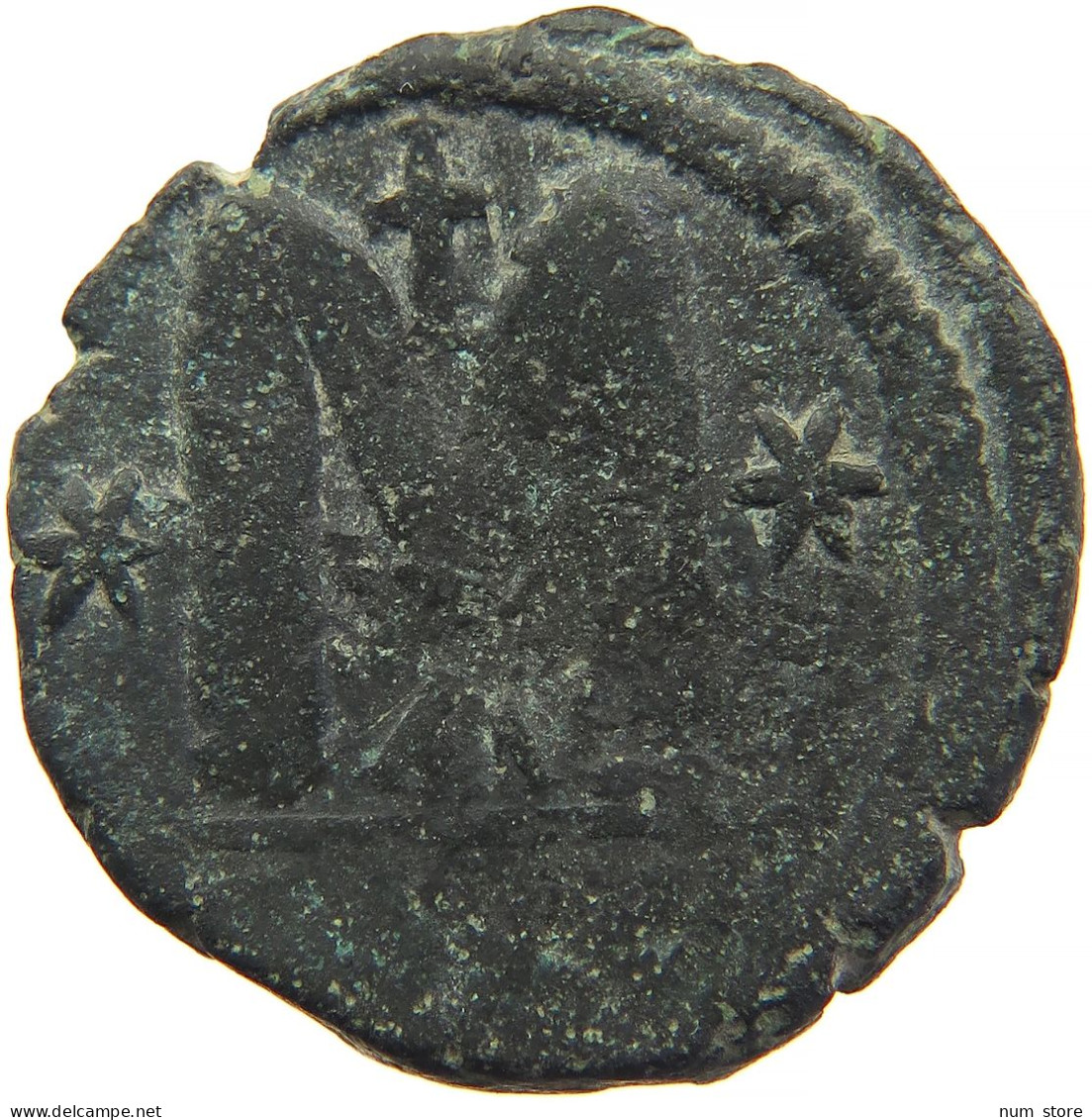 BYZANTINE EMPIRE FOLLIS JUSTINIANUS I. 527-532 #t033 0443 - Byzantinische Münzen