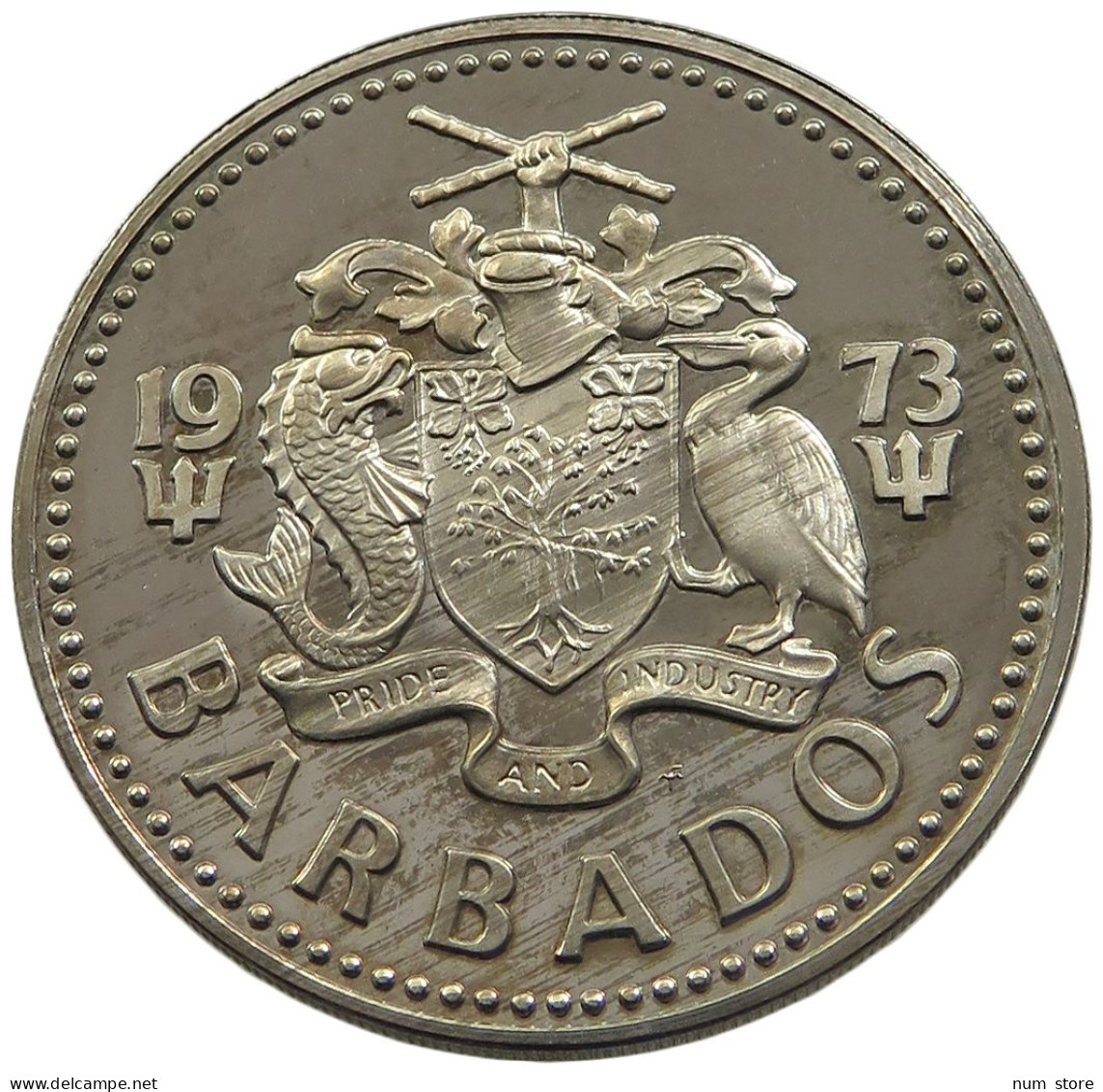 BARBADOS 2 DOLLARS 1973 PROOF #sm14 1095 - Barbados