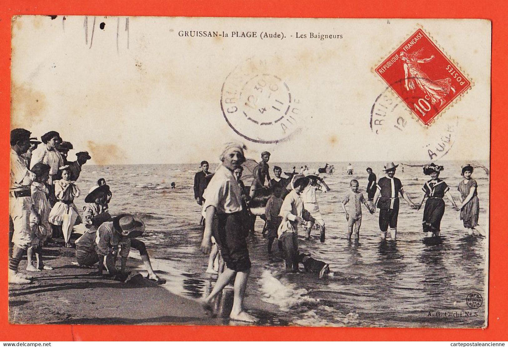 01981 / ♥️ ⭐ GRUISSAN-la-PLAGE 11-Aude Les Baigneurs 1911 Adrien BRIGUIN à Ulysse COUX Saint-Denis Aude / Cliché A-G 5 - Other & Unclassified