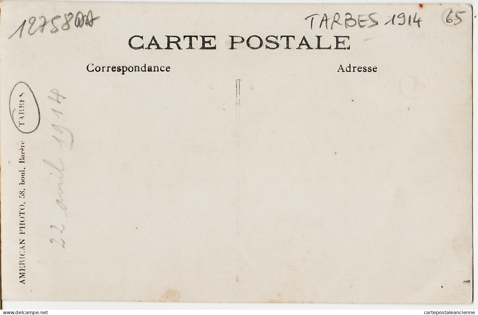 01717 / Carte-Photo TARBES 65-Hautes Pyrénées Fillette Medaillon 1914 Studio AMERICAN PHOTO Boulevard BARERE - Tarbes