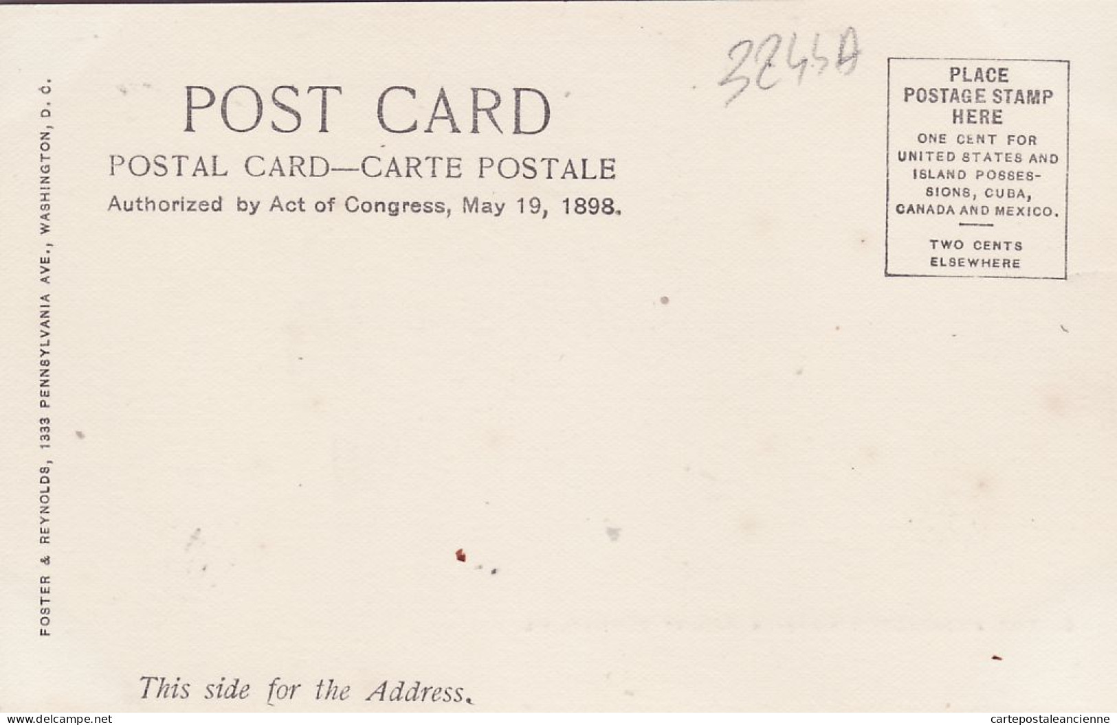 01677 / MOUNT VERNON VA-Virginia WASHINGTON MANSION 1890s FOSTER- REYNOLDS N° 5 Authorized Act Congress May 19, 1898 - Altri & Non Classificati