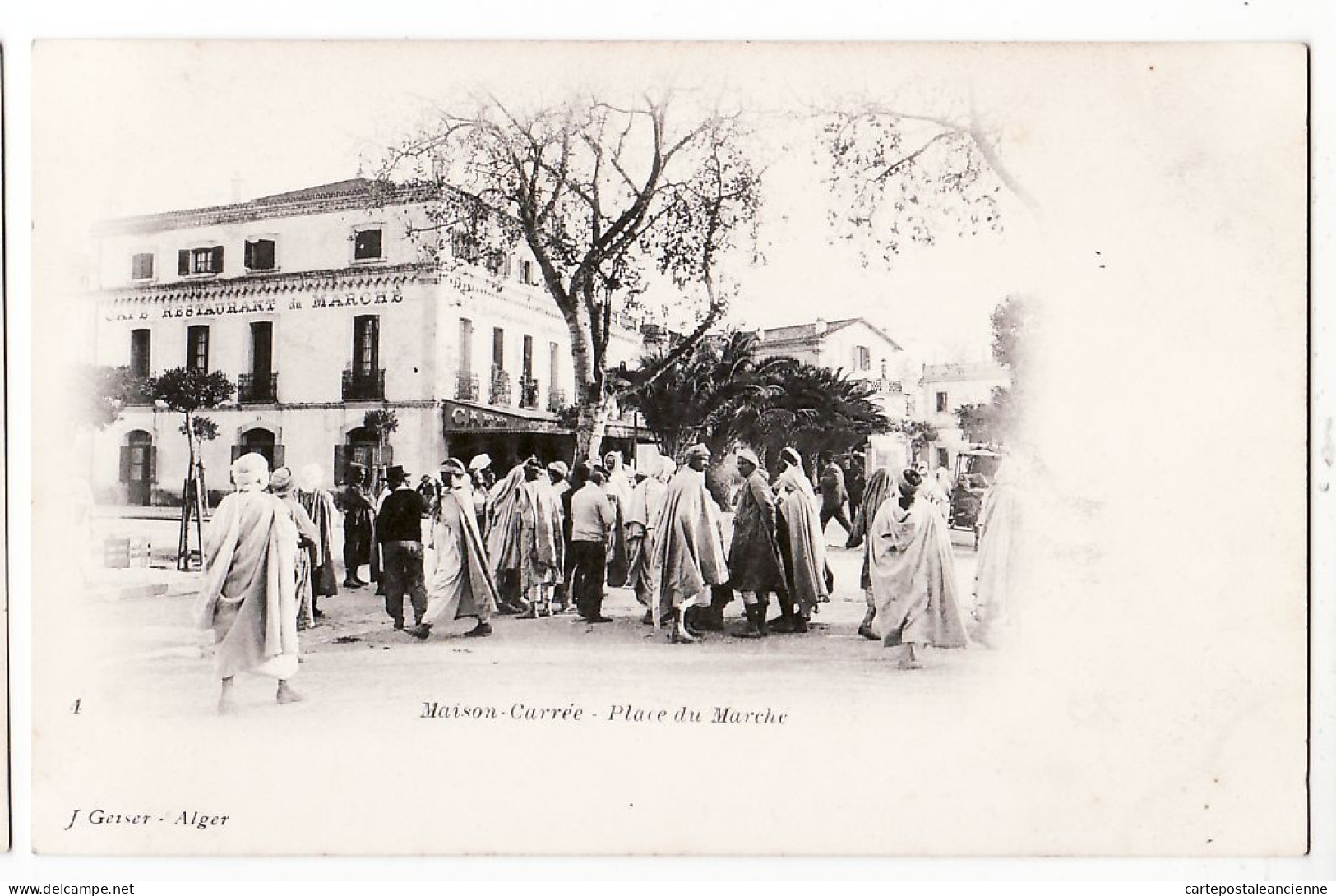 01741 / Peu Commun MAISON CARREE Algérie Café Restaurant Place Du Marché  1890s GEISER 4 Algeria Algerien Argelia - Algerien