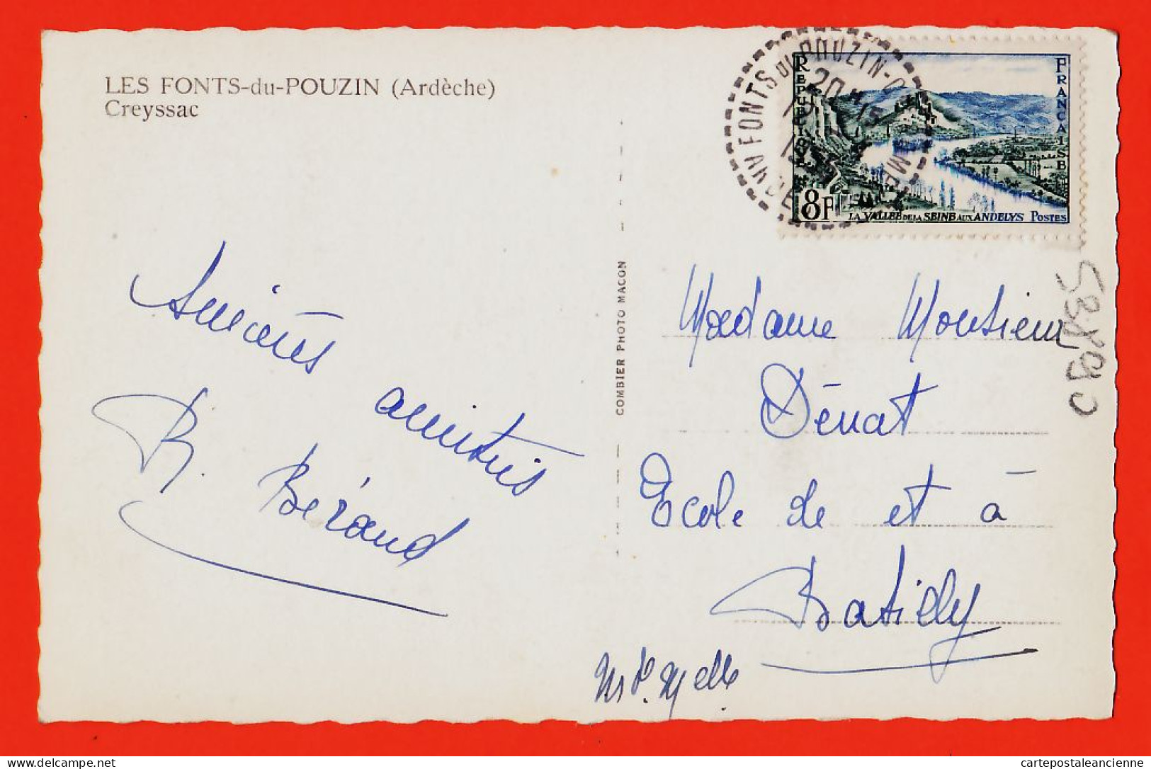 01823 / ♥️ ⭐ Peu Commun LES FONTS-du-POUZIN 07-Ardèche CREYSSAC 1950s BERAUD à DENAT Ecole Batilly Photo-Bromure COMBIER - Other & Unclassified