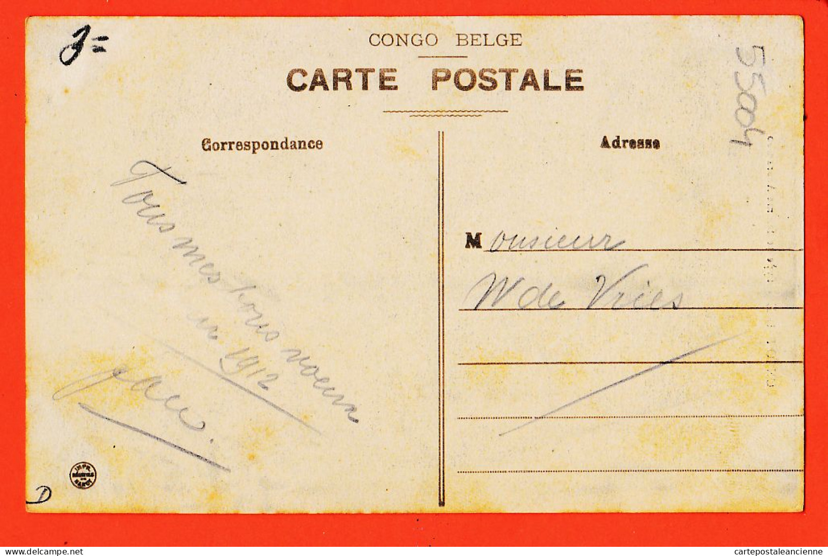 01947 / ⭐ ♥️ (•◡•) Peu Commun Ethnic Congo Belge Type De Femme ABARAMBO 1912 à W De VRIES  - Belgisch-Congo