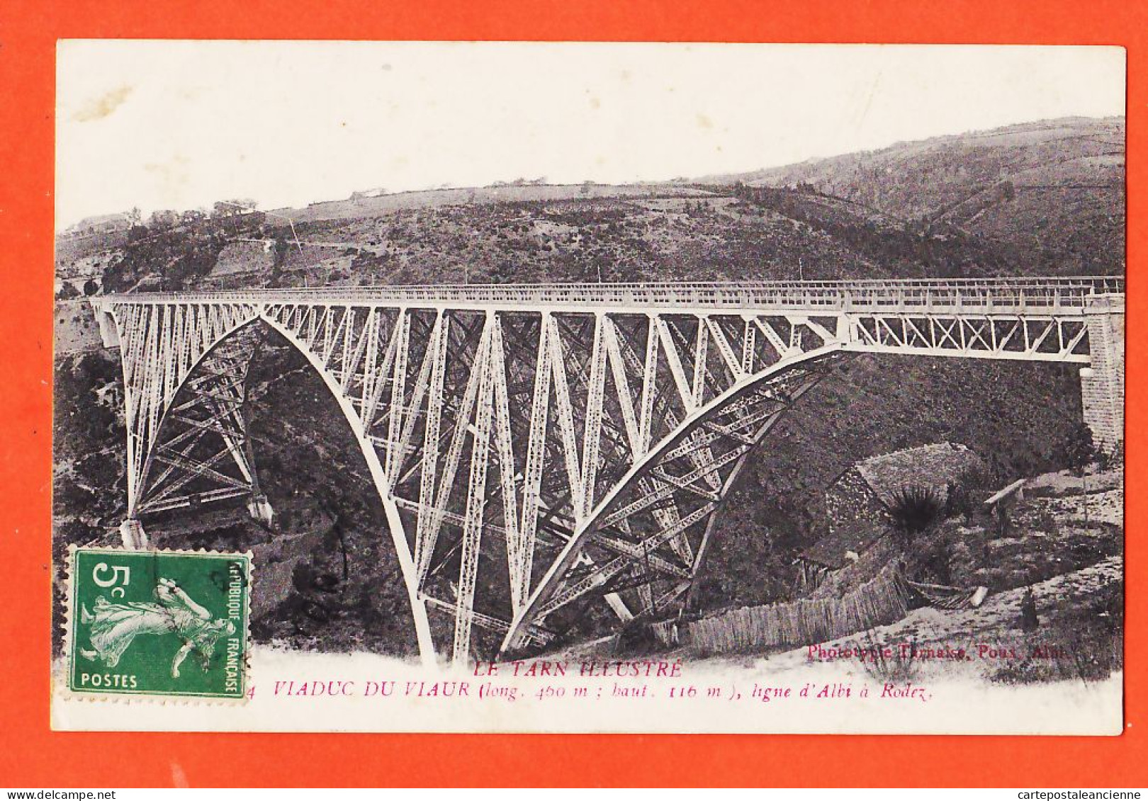 01940 / VIAUR 81-Tarn VIADUC Ligne ALBI à RODEZ 1910s à Raoul HUC 19e Dragon Castres / Phototypie Tarnaise Albi POUX  - Sonstige & Ohne Zuordnung