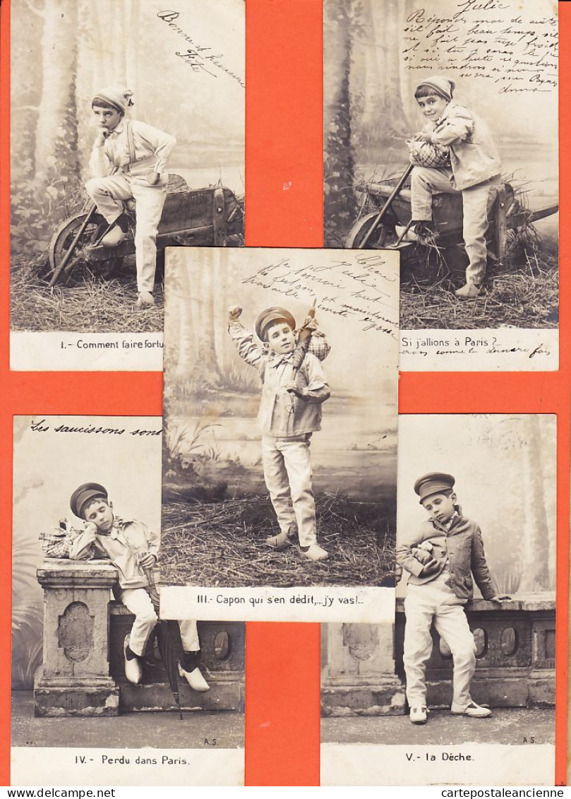 01579 / Comment Faire Fortune I à V Enfant Ambulant Si Allions PARIS 1903 à Julie PINAT Chez Curé La Bastide-de-Lordat - Collections, Lots & Séries