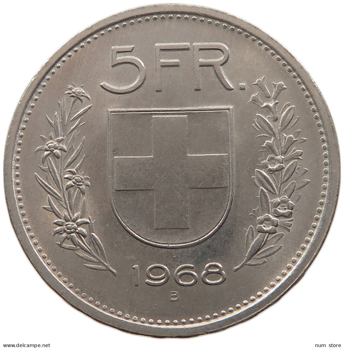 SWITZERLAND 5 FRANCS 1968 #s105 0023 - 5 Francs