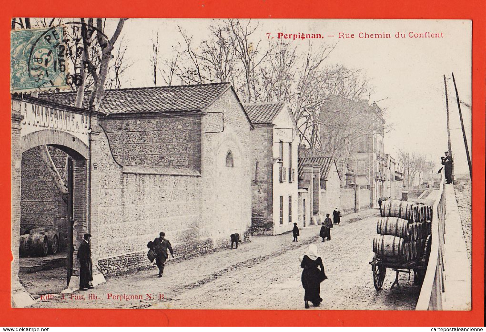 01951 / ♥️ ⭐ Rare 66-PERPIGNAN Rue Chemin Du CONFLENT 1906 De CARRIERE à GARIDOU Mercière Port-Vendres-Librairie FAU 7 - Perpignan