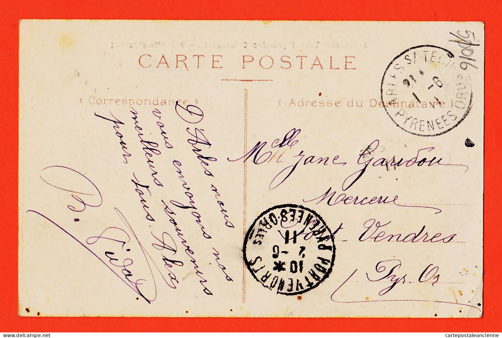 01965 / ♥️ ⭐ Rare 66-ARLES-sur-TECH Placette AMONT 1911 DUVAL à Jane GARIDOU Mercerie Port-Vendres Pyrénées Orientales - Andere & Zonder Classificatie