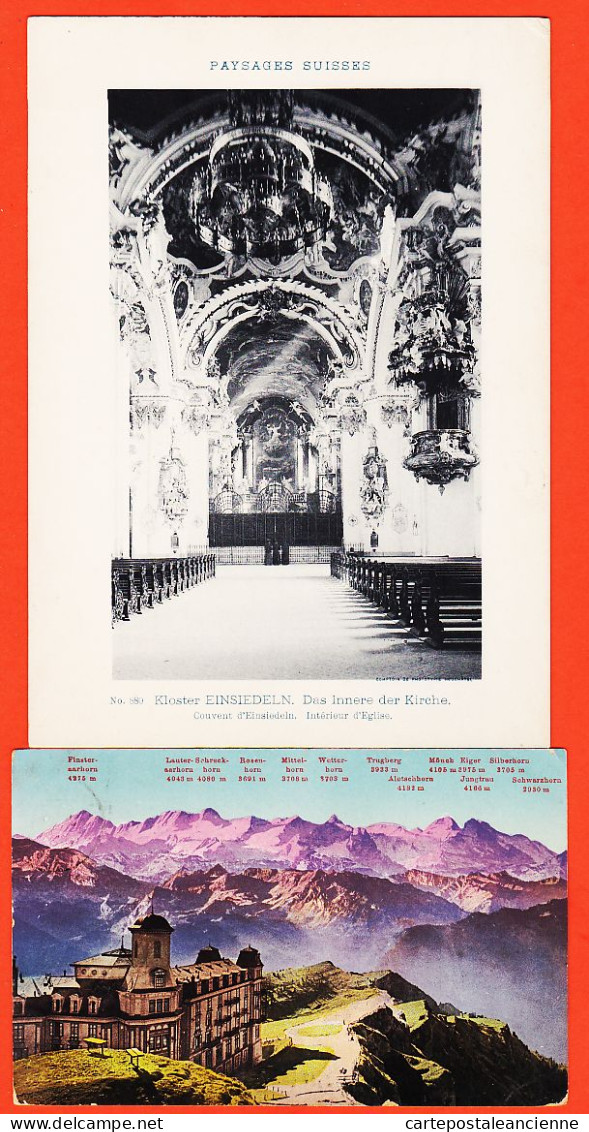 01567 / EINSIEDELN Schwyz Kloster Das Innere Kirche Couvent Intérieur Eglise 1890s +1 CPA RIGI-KULM Berner-Hochalpen - Autres & Non Classés