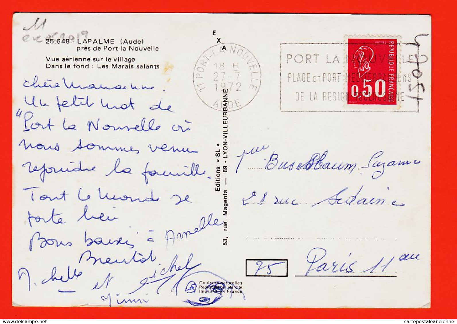 01977 / LAPALME Près De PORT-LA-NOUVELLE 11-Aude Vue Aérienne Sur Village Fond Marais Salants 1972 à BUSELBAUM Paris - Autres & Non Classés