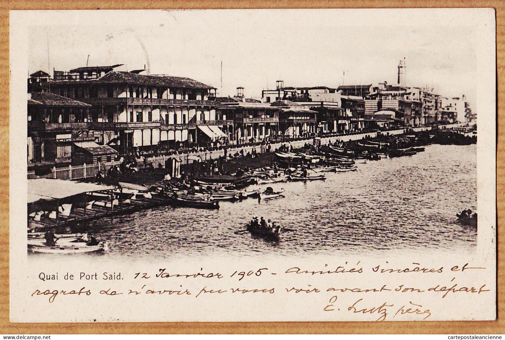 01846 / PORT-SAÏD Egypt Quai 1905  De LUTZ à SANGUIN 88 Rue Cauchoise Rouen - Port Said