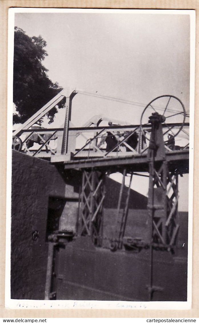 01843 / ♥️ ⭐ Rare Carte-Photo ASSIOUT Egypt 1930s Dock Bridge Gate Closed Camel Train-Caravane Chameaux Passant Ecluse - Asiut