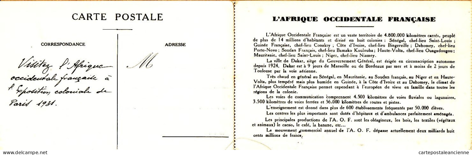 01607 / ⭐ (•◡•) ♥️ Peu Commun Triptyque CONAKRY Guinée Village Indigène SENEGAL Carte Géographique Exposition PARIS 1931