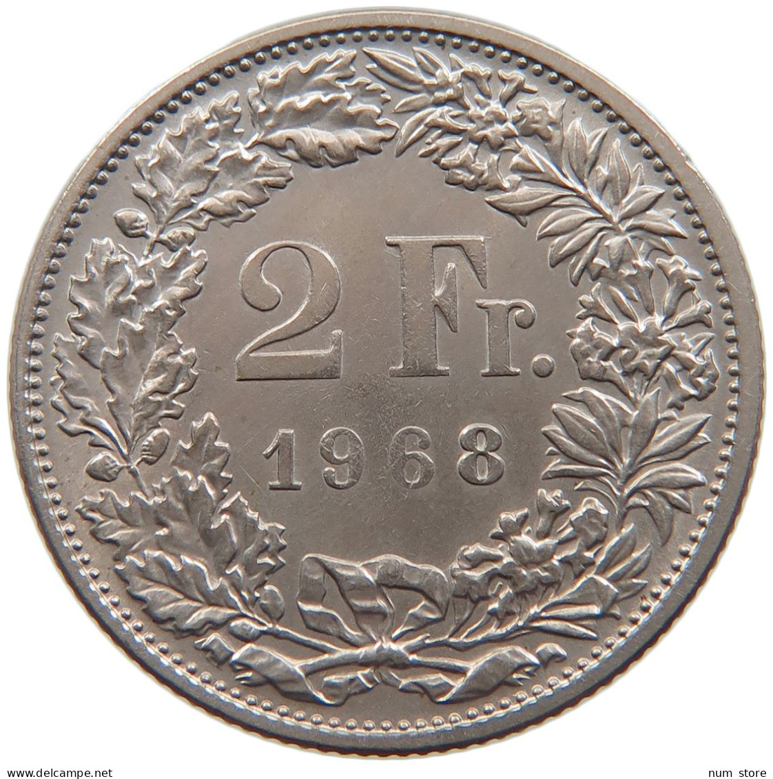 SWITZERLAND 2 FRANCS 1968 #s105 0049 - 2 Francs