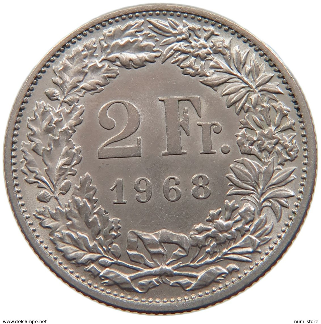 SWITZERLAND 2 FRANCS 1968 #s105 0047 - 2 Francs