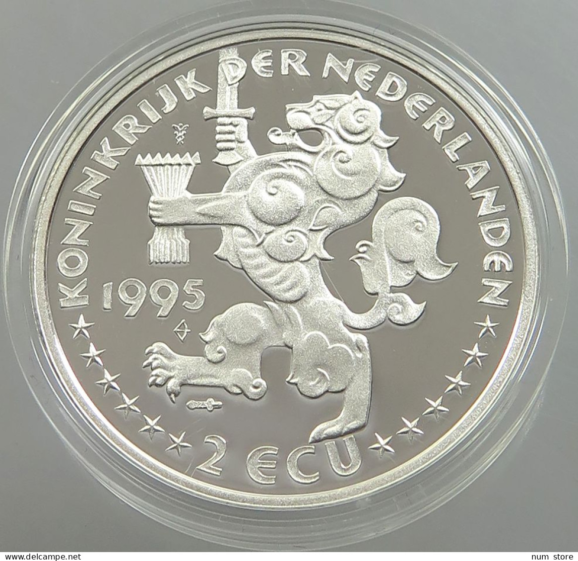 NETHERLANDS 2 ECU 1995 SILVER PROOF #sm14 0279 - 1980-2001 : Beatrix