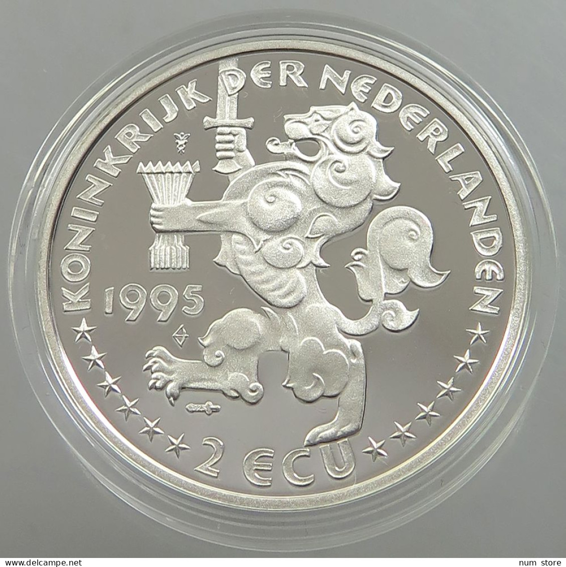 NETHERLANDS 2 ECU 1995 SILVER PROOF #sm14 0265 - 1980-2001 : Beatrix