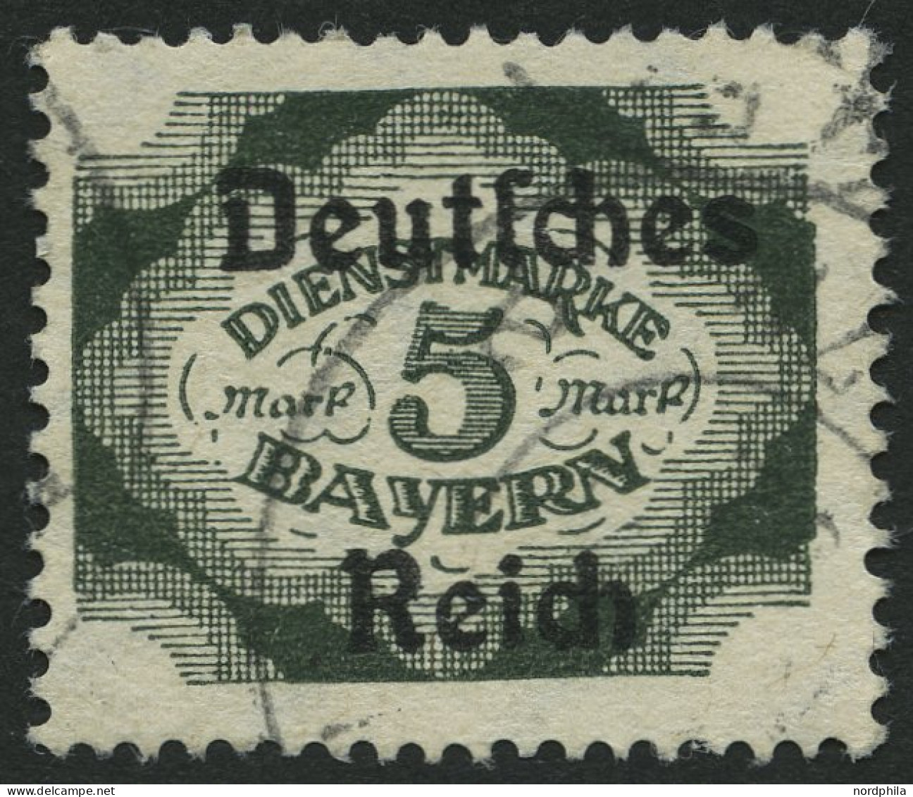 DIENSTMARKEN D 51 O, 1920, 5 M. Grünschwarz, Pracht, Gepr. Infla, Mi. 35.- - Officials