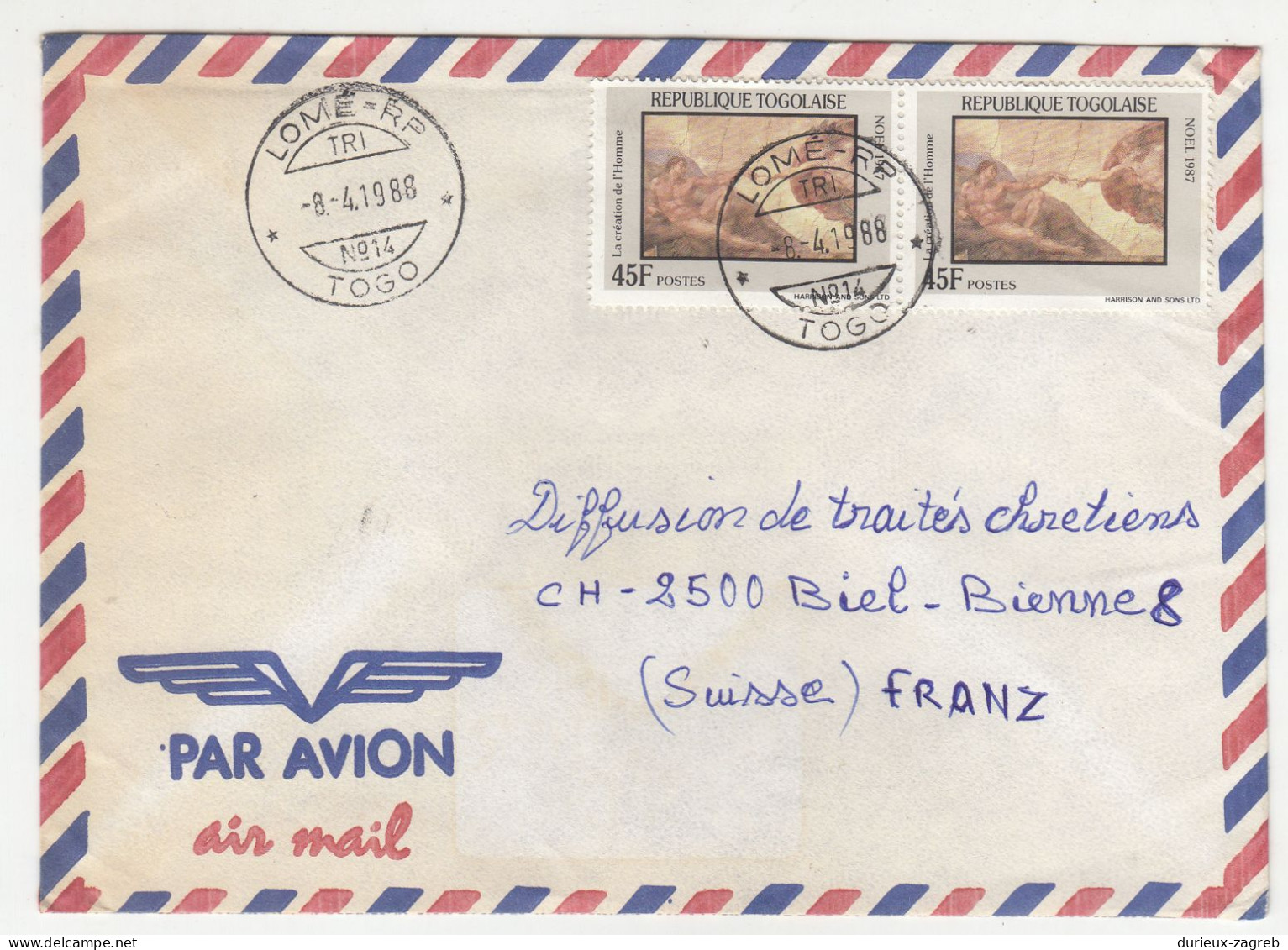 Republique Togolaise 32 Letter Covers Posted 1988 To Switzerland B240510 - Togo (1960-...)