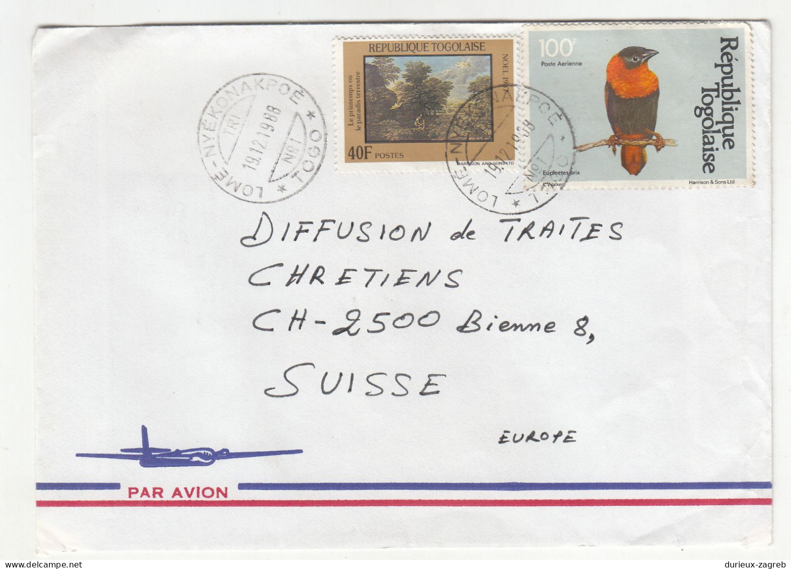 Republique Togolaise 32 letter covers posted 1988 to Switzerland b240510