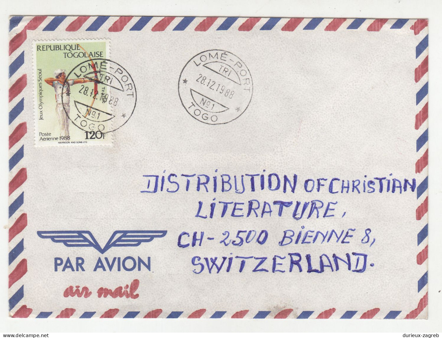 Republique Togolaise 32 letter covers posted 1988 to Switzerland b240510