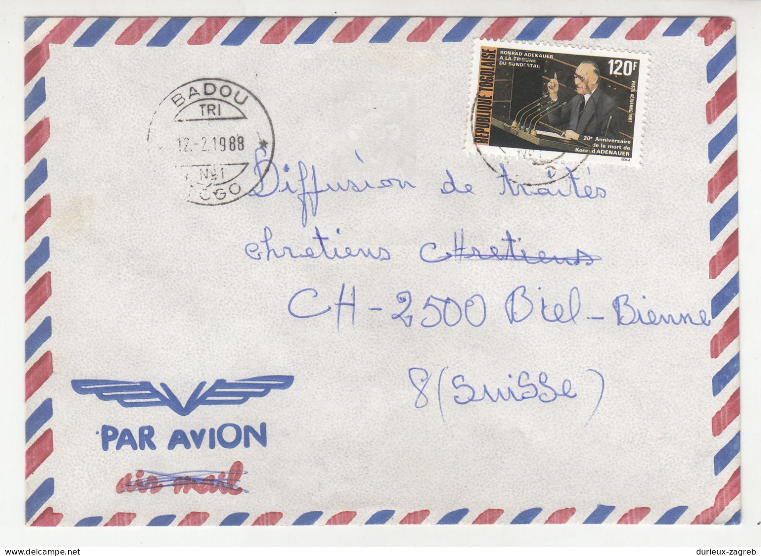 Republique Togolaise 32 letter covers posted 1988 to Switzerland b240510