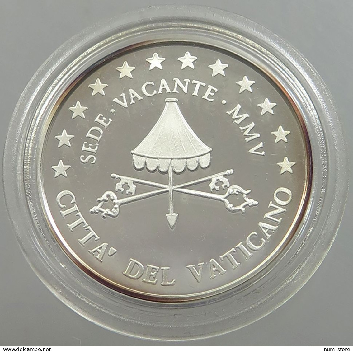 VATICAN MEDAL SEDE VACANTE 2005 SILVER PROOF 27MM 8G #sm14 0187 - Vatikan