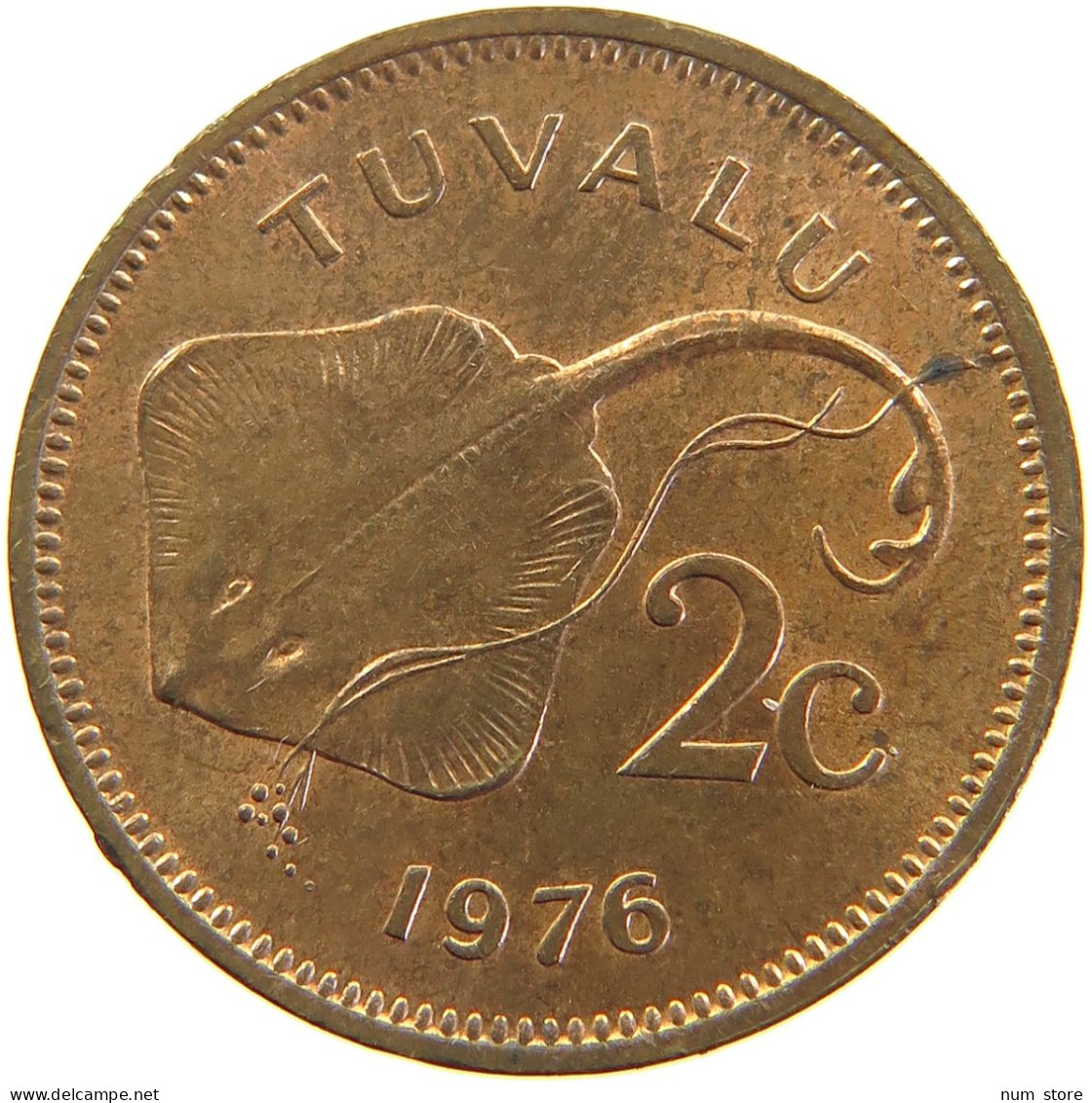 TUVALU 2 CENTS 1976 #s105 0255 - Tuvalu