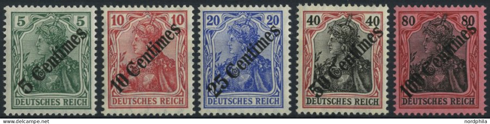 DP TÜRKEI 48-52 *, 1908, Diagonaler Aufdruck, Falzreste, Prachtsatz, Mi. 100.- - Deutsche Post In Der Türkei