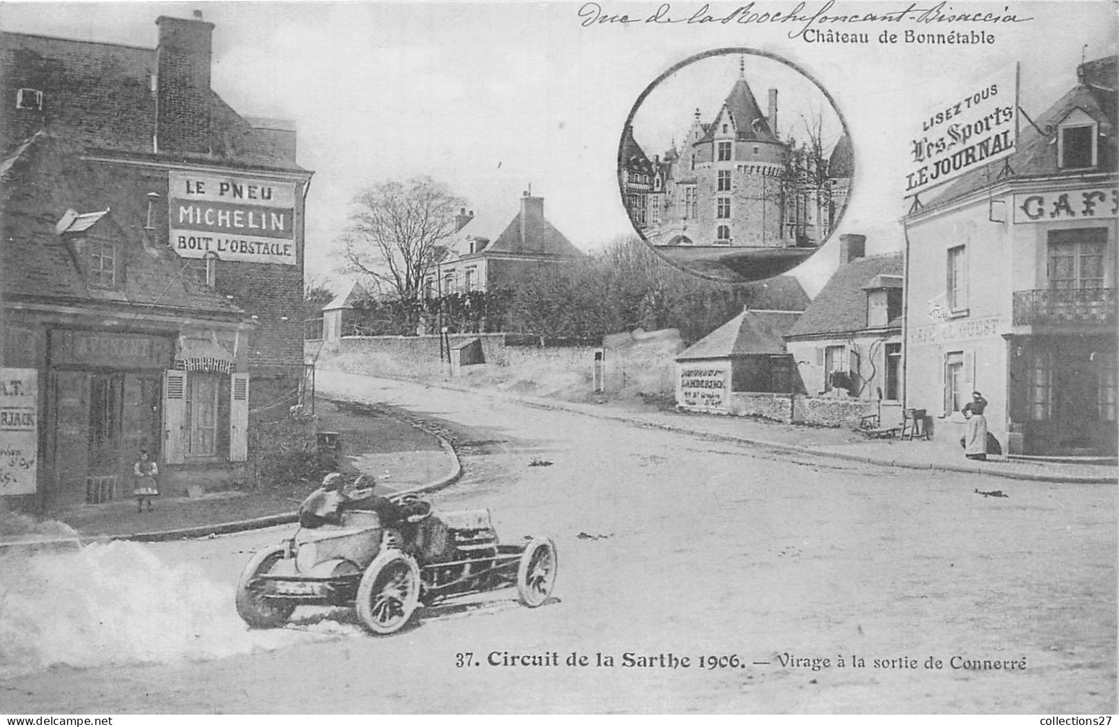 72-CONNERRE- CIRCUIT DE LA SARTHE 1906  - VIRAGE A LA SORTIE DE CONNERRE - Connerre