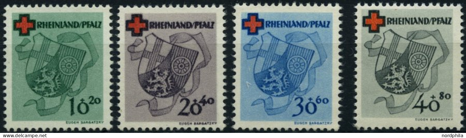 RHEINLAND PFALZ 42-45 **, 1949, Rotes Kreuz, Prachtsatz, Mi. 85,- - Rhine-Palatinate