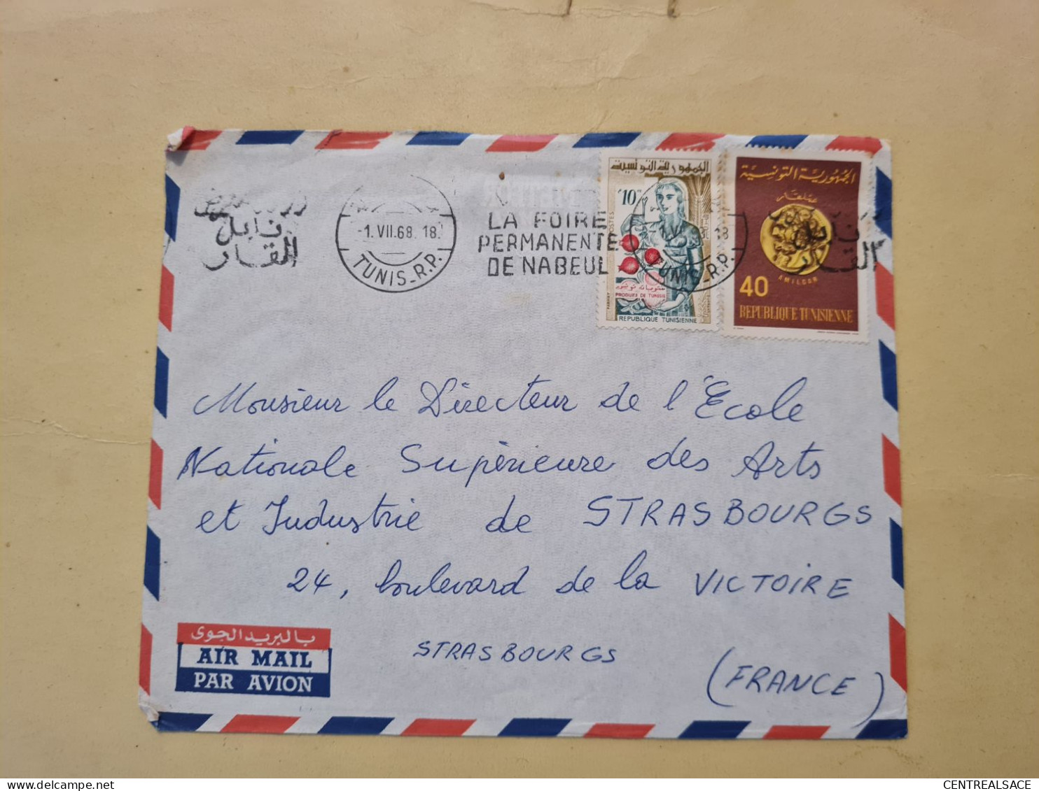 Lettre 1968 FLAMME TUNIS LA FOIRE PERMANENTE DE NABEUL - Tunesië (1956-...)