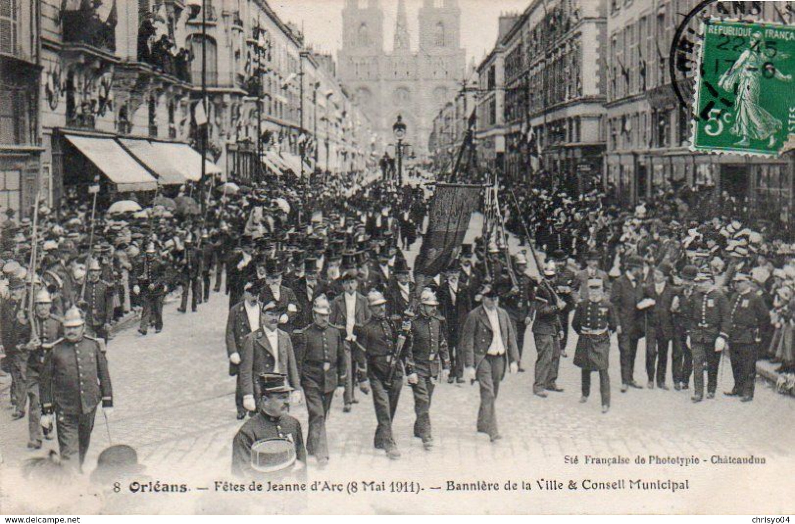 4V4Sb   45 Orléans Fêtes Jeanne D'Arc 1911 Banniére De La Ville Et Le Conseil Municipal - Orleans