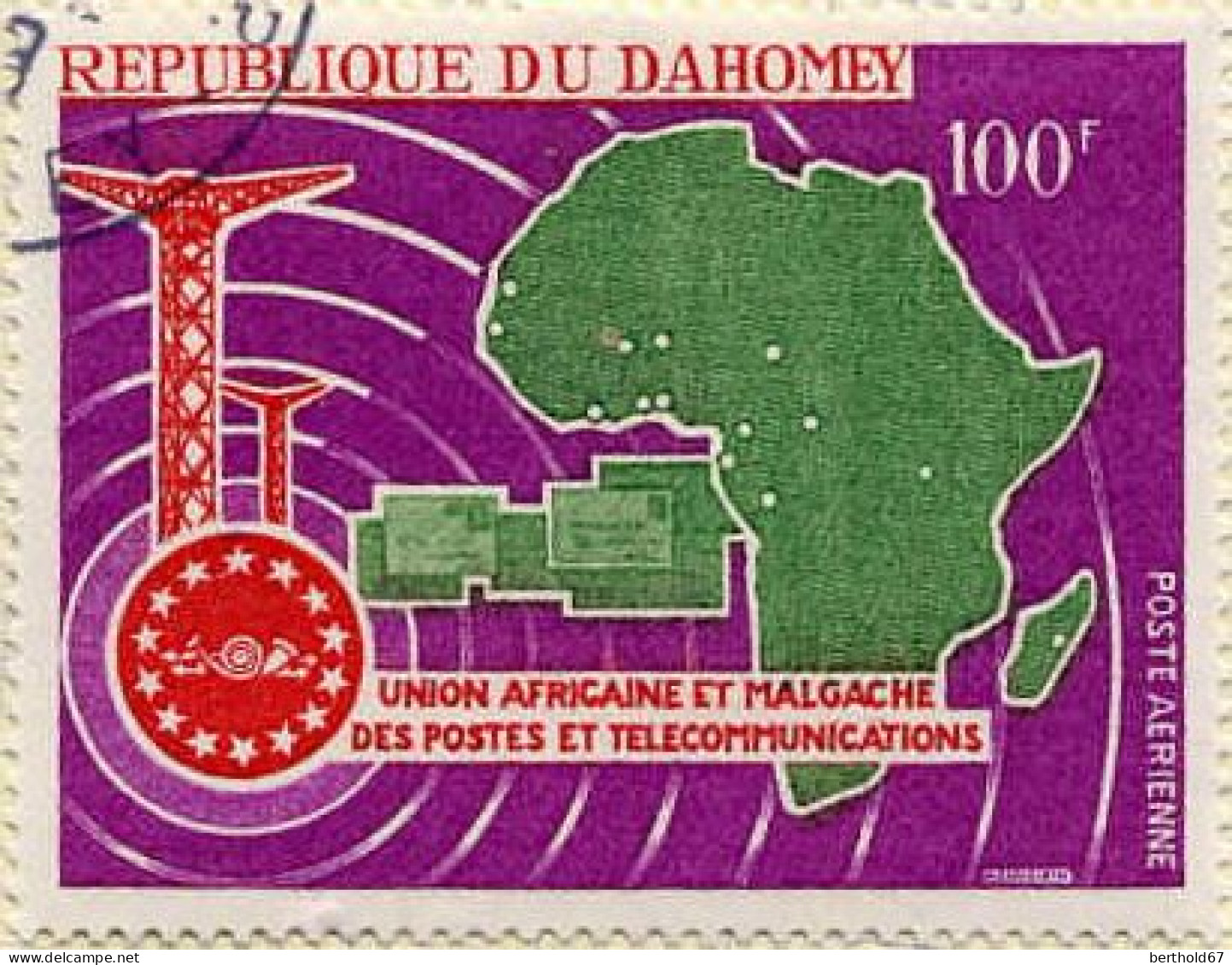 Bénin Dahomey Avion Obl Yv: 65 Mi:328 Union Africaine & Malgache P&T (cachet Rond) - Bénin – Dahomey (1960-...)