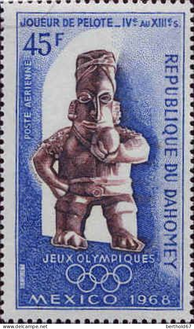 Bénin Dahomey Avion N** Yv: 90 Mi:361 Jeux Olympiques De Mexico Joueur De Pelote - Bénin – Dahomey (1960-...)