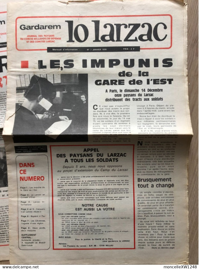 Gardarem Lo Larzac - Nos 1 - 2 - 7 - 8 (1975-1976) - Languedoc-Roussillon
