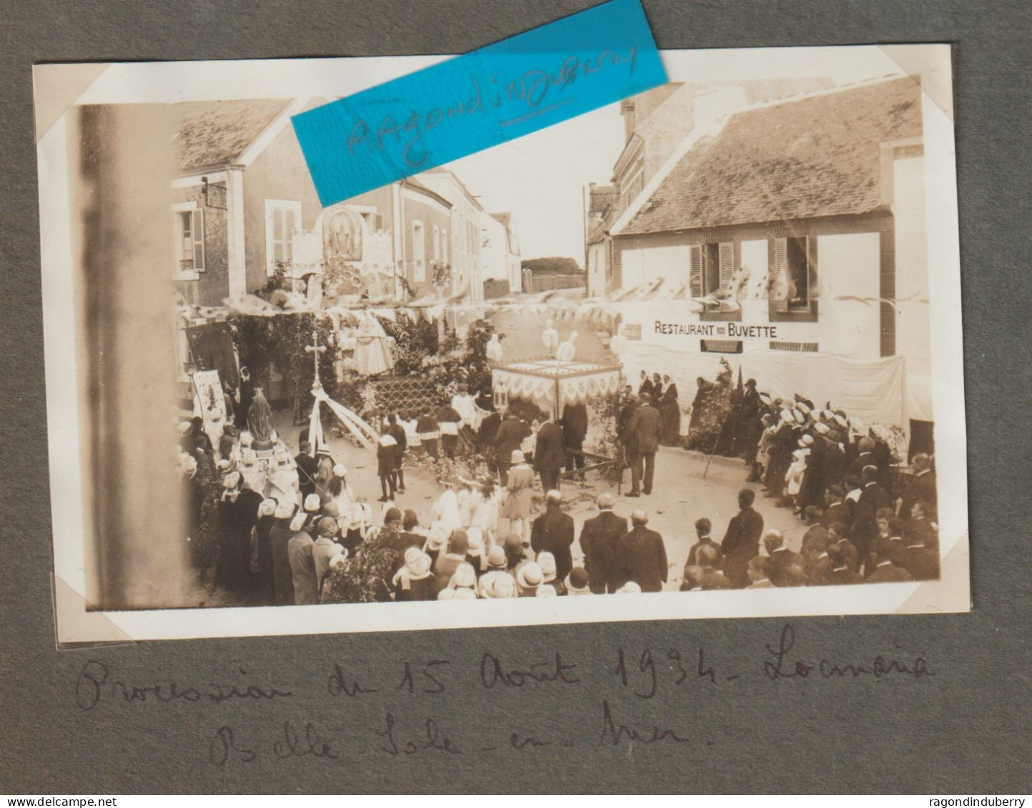 PHOTO ANCIENNE - 56 - BELLE-ILE-en-MER - LOCMARIA Procession Du 15 Août 1934 Belle-île-en-mer - RARE - Photo 11,5cm S 7 - Belle Ile En Mer