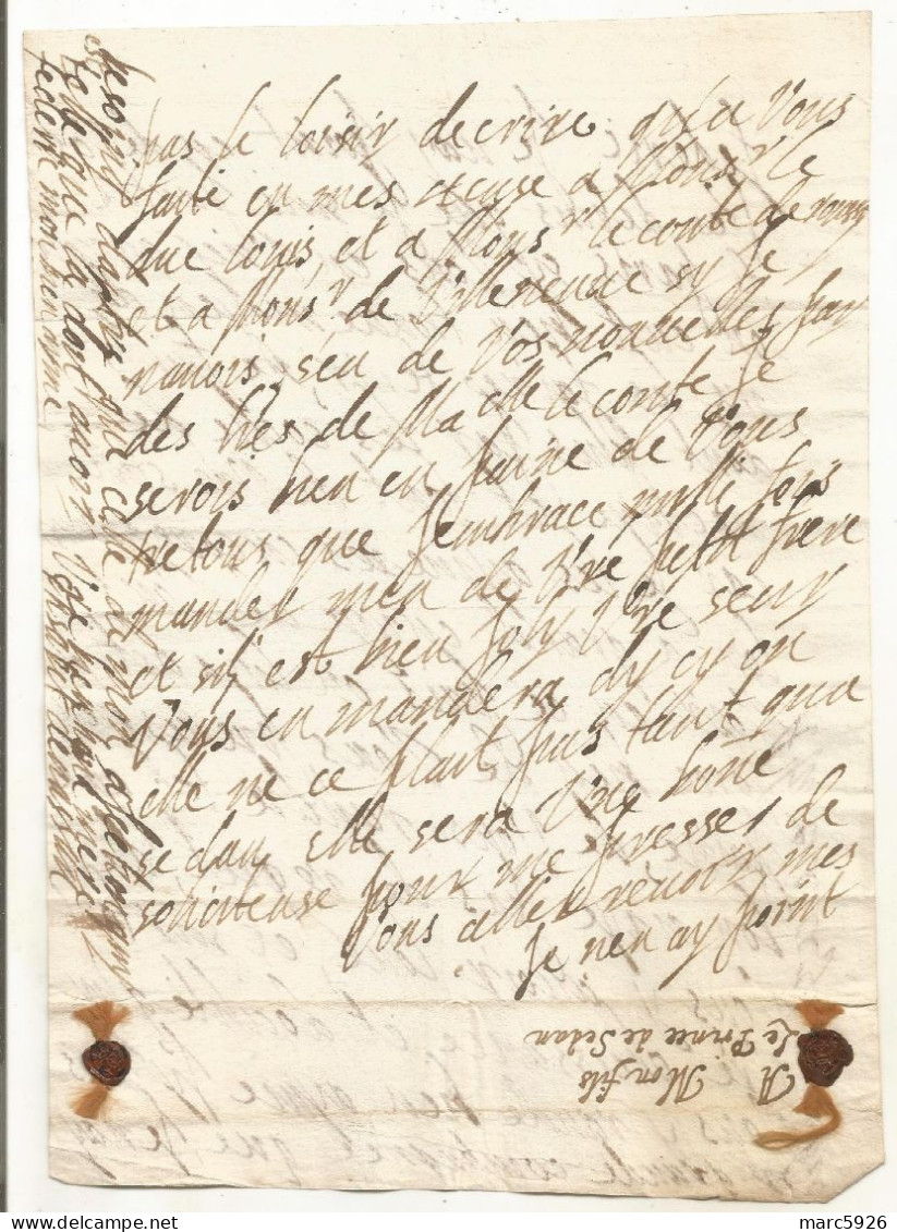 N°2038 ANCIENNE LETTRE DE ELISABETH DE NASSAU A TURENNE AU PRINCE DE SEDAN AVEC CACHET DE CIRE ET RUBAN - Documents Historiques