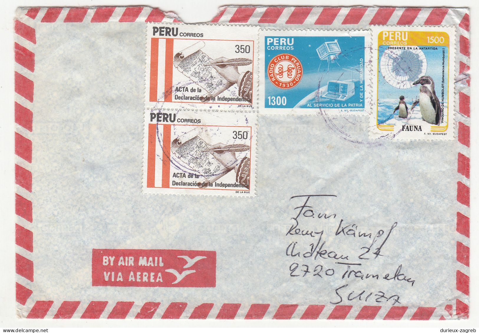 Peru 4 Letter Covers Posted 198? To Switzerland B240510 - Perù