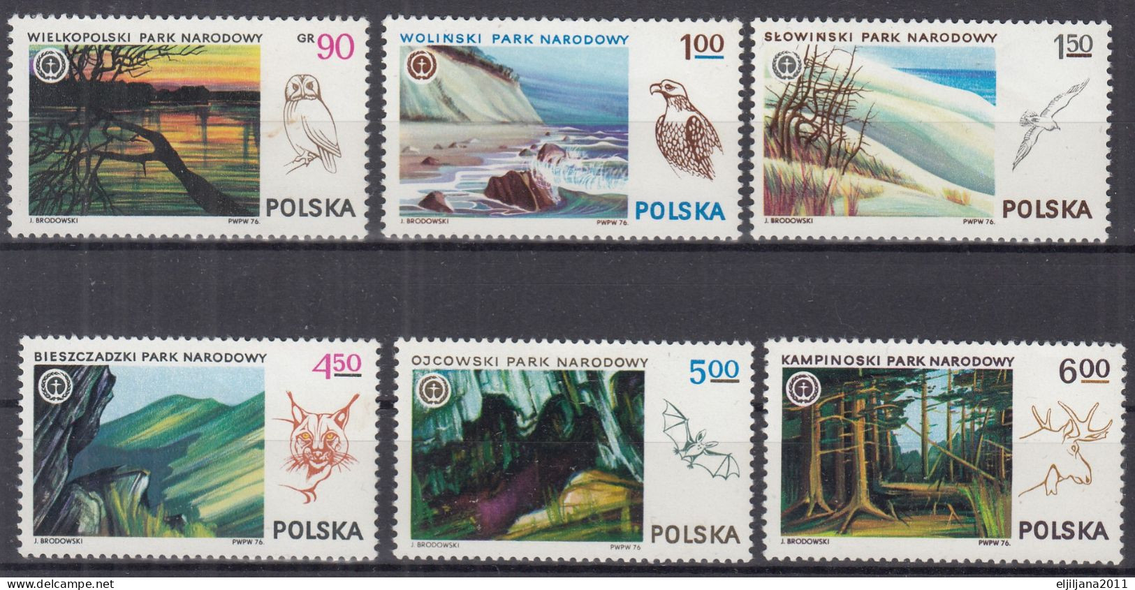 ⁕ Poland / Polska 1976 ⁕ National Parks  Mi.2445-2450 ⁕ 6v MNH - Nuovi